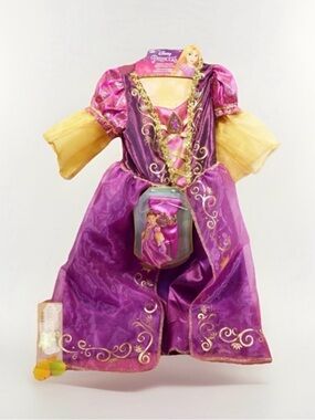 Rapunzel Purple & Gold Dress-Up Costume NWT size 4-6 Gloves Glitter Disney
